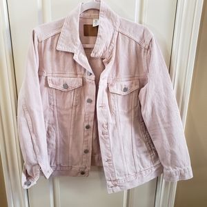 H&M Blush Distressed Denim Jacket